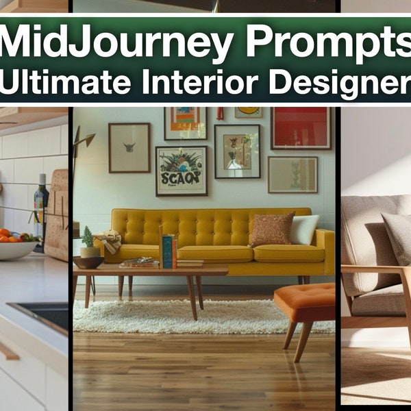Midjourney Interior Design Guide Professionele AI-fotoprompt voor onroerend goed Hoogwaardige interieurbeelden Aanpasbare Midjourney Prompt