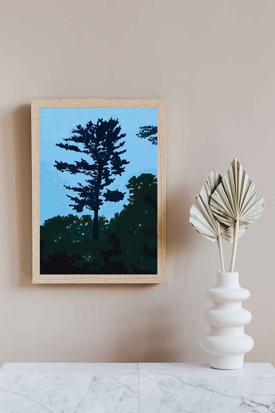 Silhouette Tree, Tree Silhouette Wall Art, Blue Botanical Wall Art