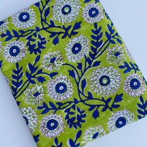 Organic hand block printed cotton fabric handmade fabric floral print fabric dressmaking fabric fabric by the yard