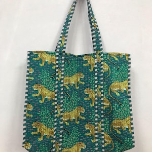 Handmade Quilted Cotton Tote Bag: Patchwork Design