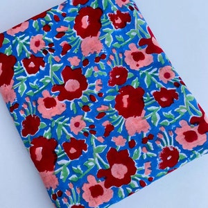 Unique block print fabric  beautiful floral print fabric summer fabric dressmaking fabric Quilting fabric fabric by the yard