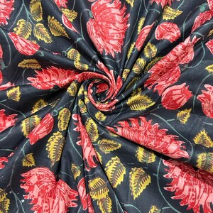 Floral Block Print Fabric: Indian Cotton Sewing Quilting Fabric