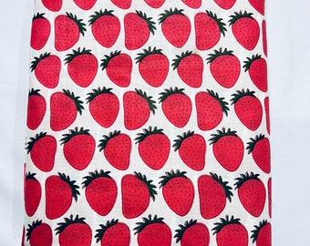 Strawberry Print Cotton Fabric: Red Hand Block Fabric
