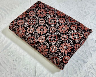 Baumwoll Ajrakh Print Stoff: Floral Hand Block Print, Sommer Schneiderei