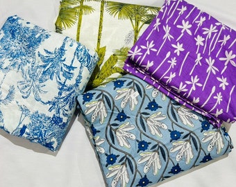 Hand Block Print Cotton Fabric: Natural Dye Dressmaking Material