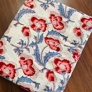 hand block print fabric light weight cotton fabric pure cotton fabric floral print dress fabric summer fabric