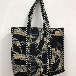 Handmade Quilted Cotton Tote Bag: Patchwork Design