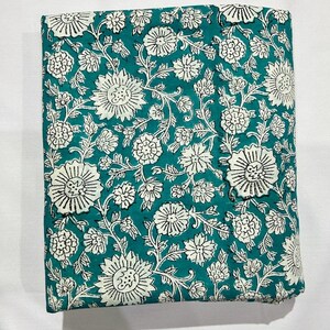 White floral with light green background Block print fabric ready to make stuff available in yards in meter
