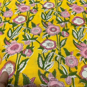 pink green floral print organic cotton fabric sewing fabric dressmaking fabric natural colours fabric light weight fabric fabric by the yard