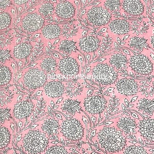 Tissu en coton rose imprimé floral, tissu à coudre bohème