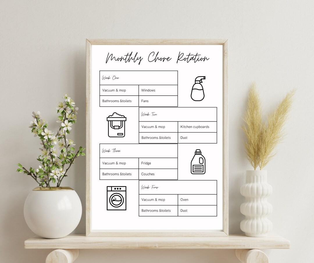 Printable Chore Rotation Monthly Planner Chore Tracker Family ...