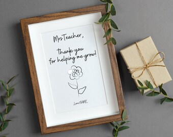Thank You For Helping Me Grow Teacher Printable Template | Appreciation Poster or Card | Gift | Editable CANVA Template | DIGITAL