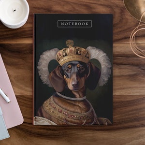 My Dashing Doxie Prince Notebook | hardcover pet inspired journal, lined notebook, dog, dachshund, bark, fantasy, canine, hound, doxie