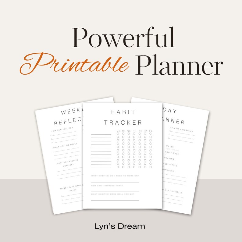 Printable Planner, Day Planner, Printable Set, Habit Tracker, Digital