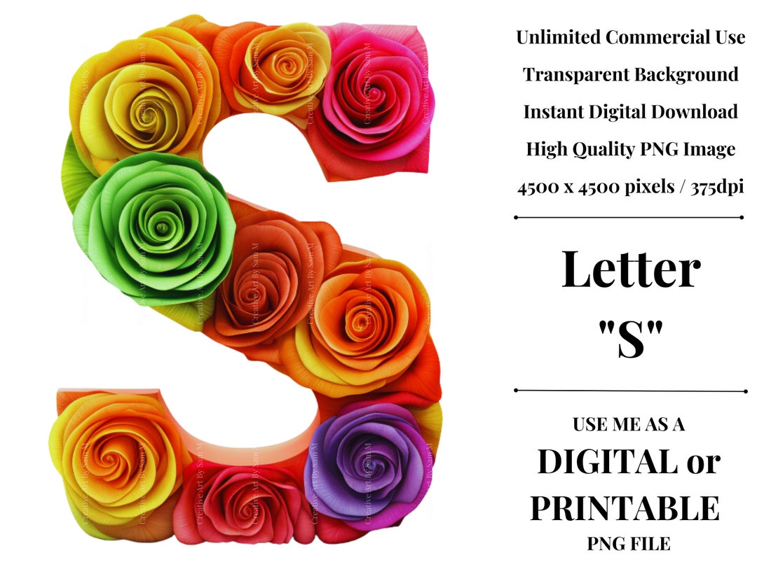 Alphabet Clipart PNG Letter S Monogram Initial Transparent Etsy