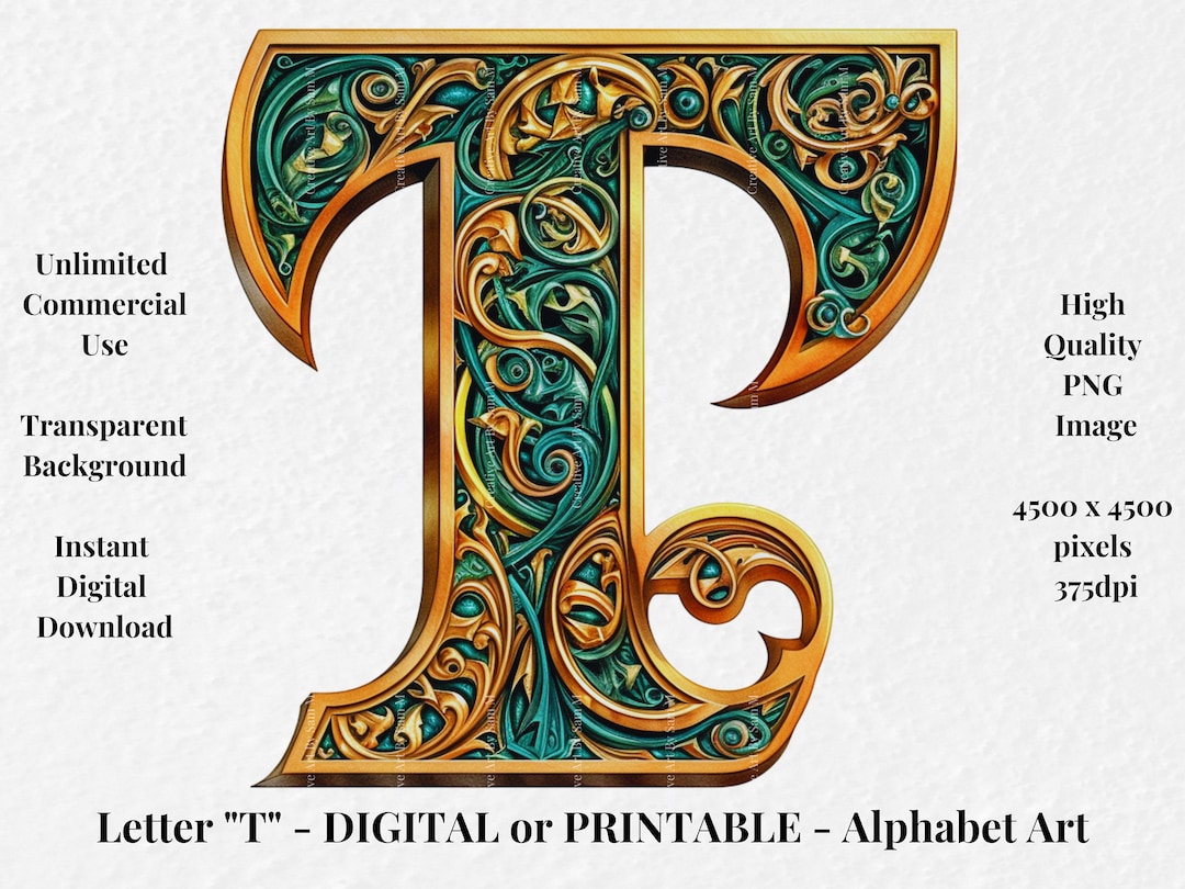 Decorative Letters Printable Download Alphabet Clipart for - Etsy