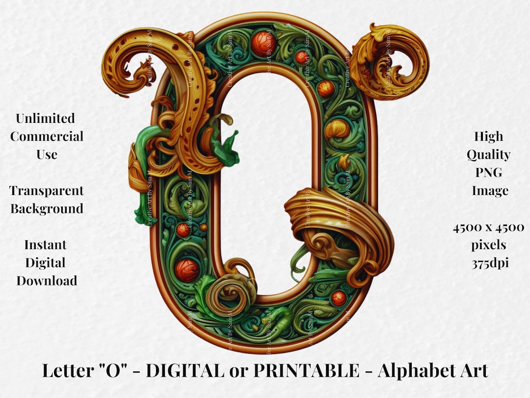 Decorative Letters Printable Download Alphabet Clipart for - Etsy