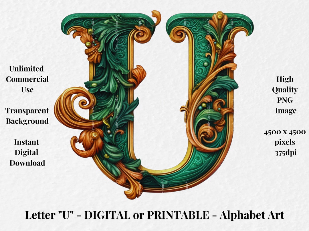 Decorative Letters Printable Download Alphabet Clipart for - Etsy