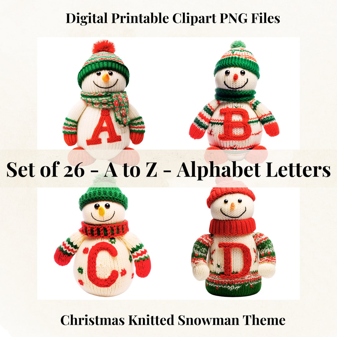 Snowman Alphabet Letters for DIY Christmas Cards Arts Crafts - Etsy