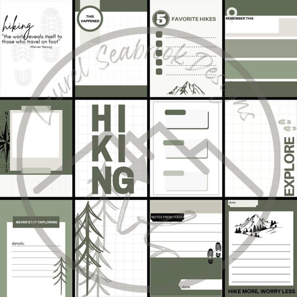 Hiking Themed Bundle - Project Life Journal Cards, Tags, Stamps, Printables