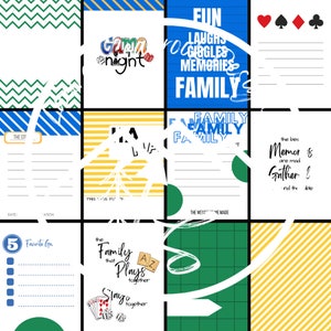 Cartões de registro no diário para jogos em família
