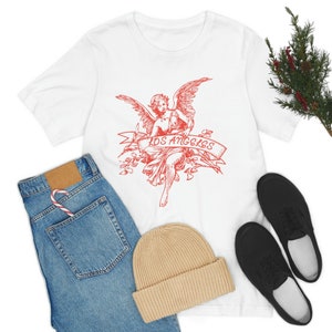 Los Angeles, Kalifornien (w / red Angel) Unisex Jersey Kurzarm T-Shirt