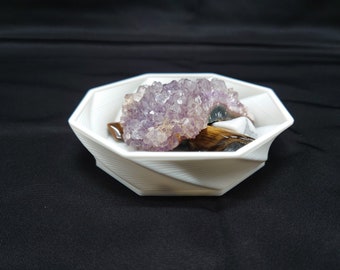 Single-Twisted Helix Octagon Vortex Geometric Shallow Decorative Bowl