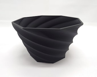 Single-Twisted Helix Octagon Vortex Geometric Tall Decorative Bowl