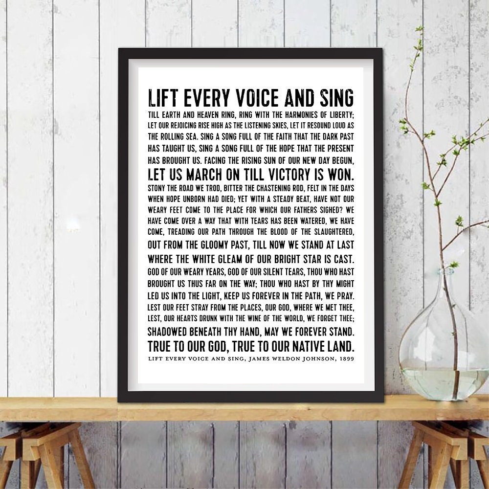 Lift Every Voice and Sing Poster Music Lyrics Wall Art Canvas Poem Wall ...