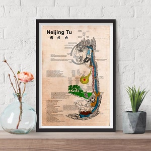 Benefits of Qi Gong Print Neijing Tu Poster, A Daoist Map of The Inner Landscape Vintage Map Poster Effectiveness In Healing Digital Prints image 1