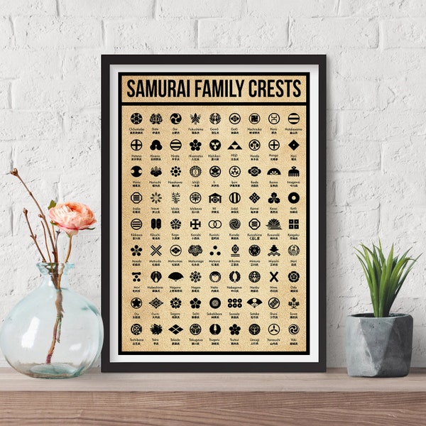 Samurai Crests Art Print Japanese Family Clan Symbols Poster Martial Arts Mon Emblem Home Wall Decor Digital Prints