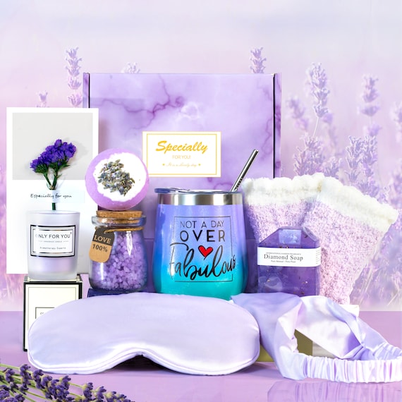Gift Baskets for Women,Birthday Gifts for Her Purple Gifts  Basket Lavender Relaxing Spa Gift Set Self Care Package Gifts Merry  Christmas Unique Gifts Ideas for Sister Best Female Friend Wife
