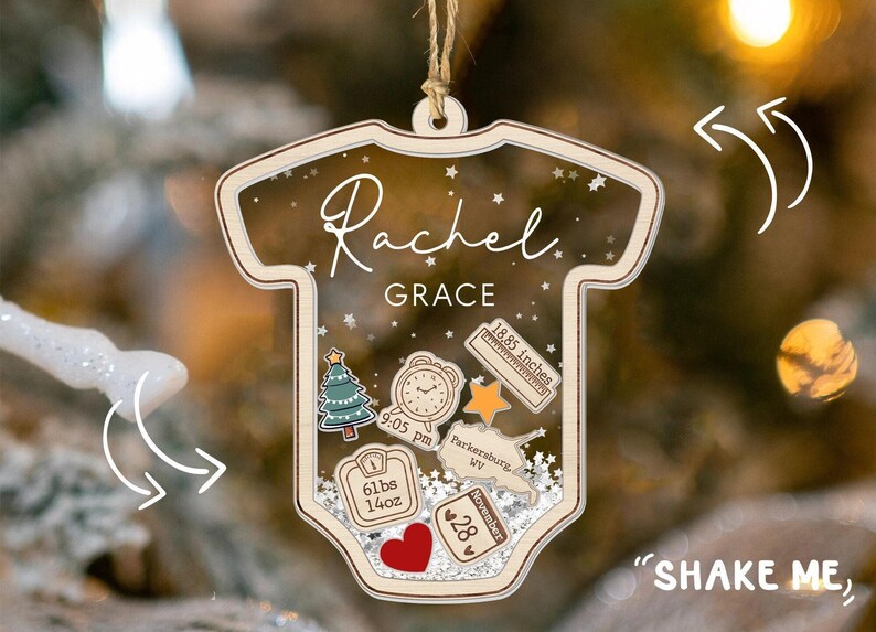 Baby's First Christmas Ornament, Custom Newborn Gift, 4D Shake Babies