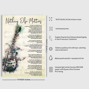 Nothing Else Matters Lyrics Poster, Guitar Custom Lyrics Digital Print, Perfect Gift for Musicians, Nothing Else Matter Song Lyrics Canvas image 2