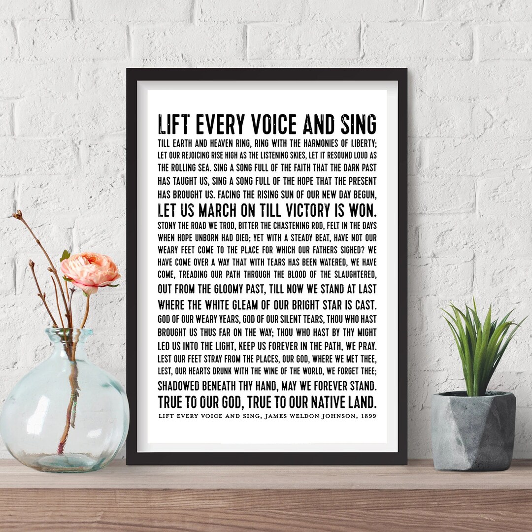 Lift Every Voice and Sing Poster Music Lyrics Wall Art Canvas Poem Wall ...