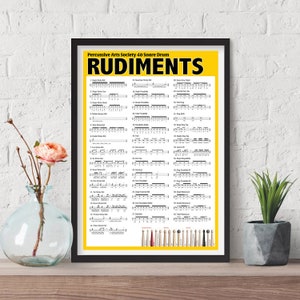 Rudiment Chart Poster, Drum Chart for Drummer Beginner, Drummer Boy Set ...