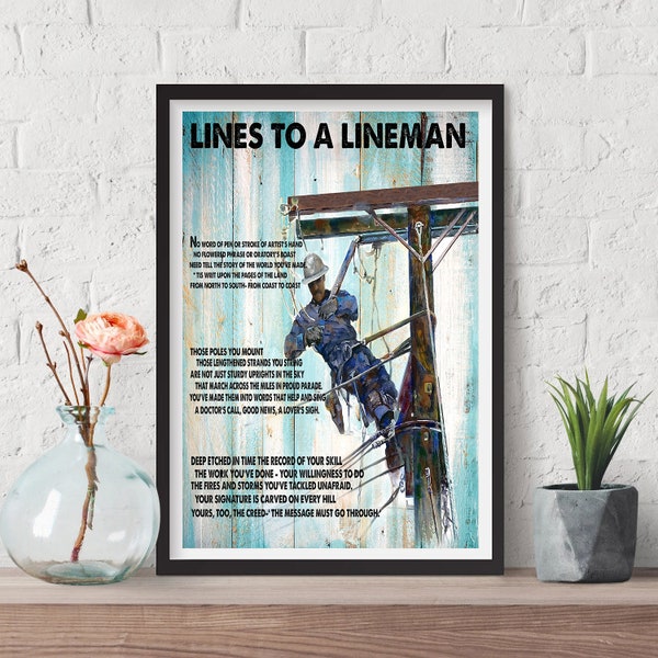 Lines To A Lineman Poster, California Watercolor Fine Art Print, Lineman Art Painting Decoration Digital Print