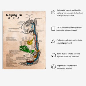 Benefits of Qi Gong Print Neijing Tu Poster, A Daoist Map of The Inner Landscape Vintage Map Poster Effectiveness In Healing Digital Prints image 3
