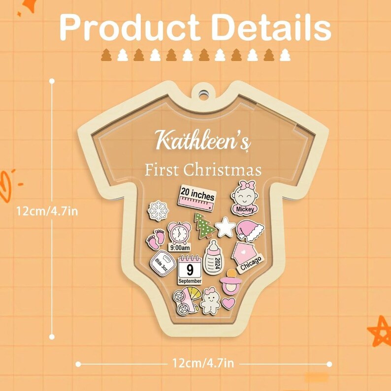 Baby's First Christmas Ornament, Custom Newborn Gift, 4D Shake Babies