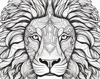 Lion Coloring Pages Digital Art Instant Download - Enhance Creativity and Imagination