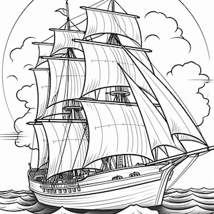 Boat Coloring Pages: Nautical Adventure, Instant Download (Digital Art)