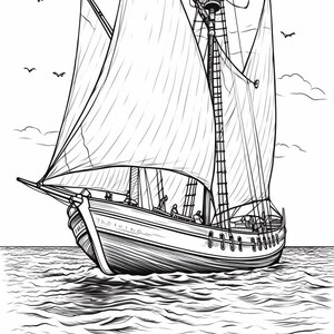 Set Sail With Boat Coloring Pages Instant Download - Perfect for