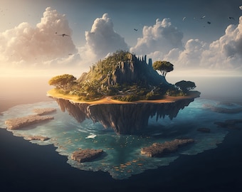 Floating Islands Digital Art - Instant Download