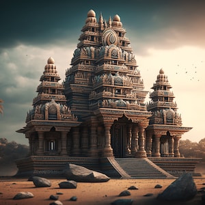 Artistic Hindu Temple Print: Instant Digital Download