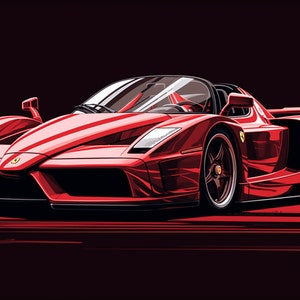 Line Art Ferrari Enzo Digital Wall Art - Instant Download for Car Enthusiasts