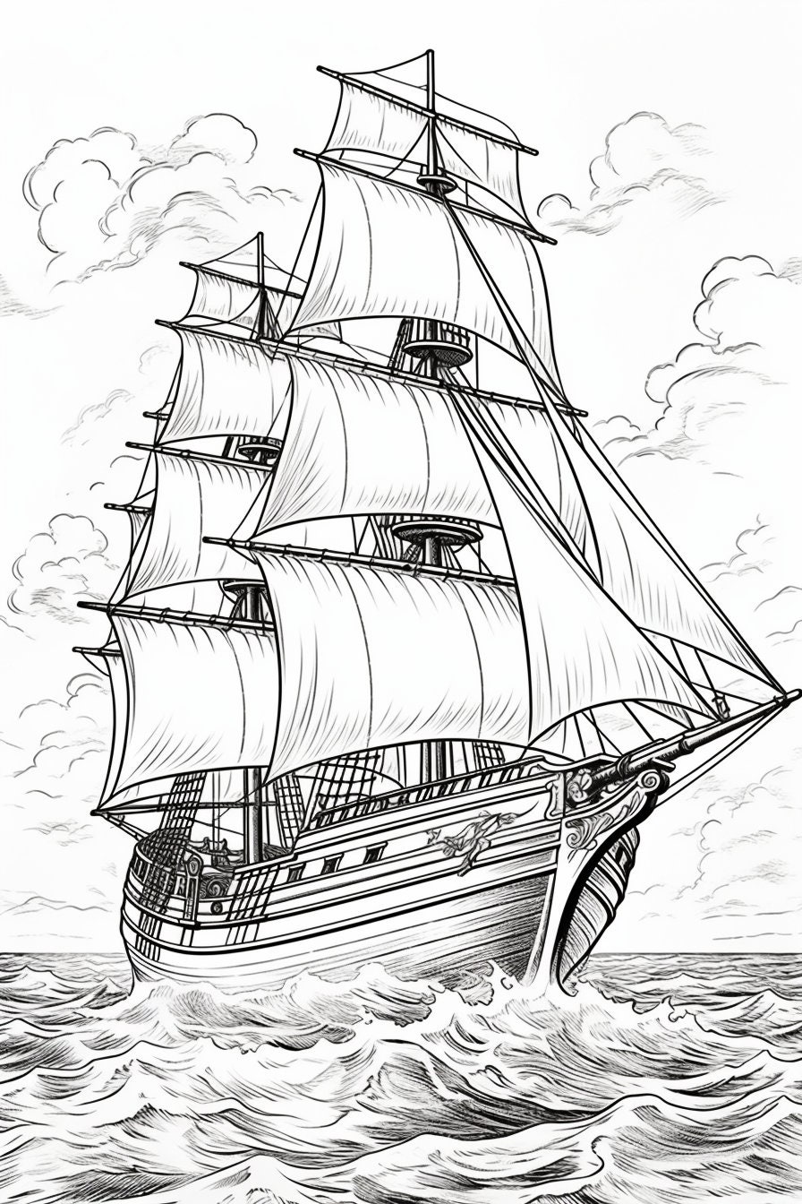 Set Sail With Boat Coloring Pages Instant Download - Perfect for