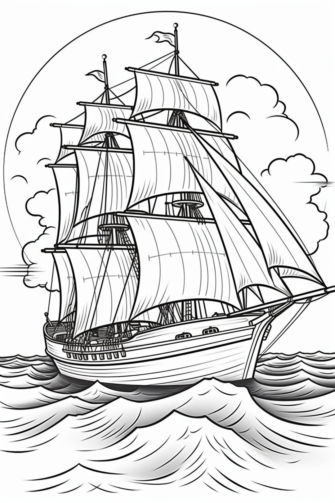 Set Sail With Boat Coloring Pages Instant Download - Perfect for