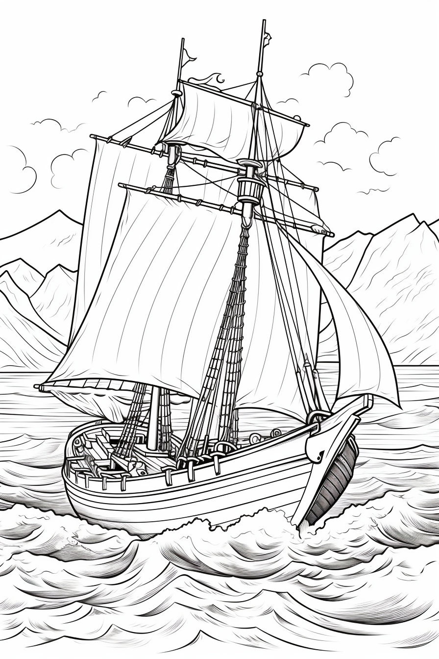 Set Sail With Boat Coloring Pages Instant Download - Perfect for