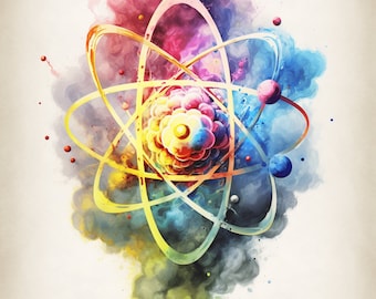 Aquarell Atom Digital Art - Instant Download