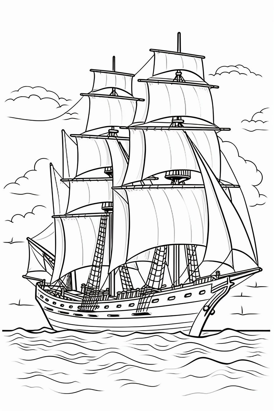 Set Sail With Boat Coloring Pages Instant Download - Perfect for